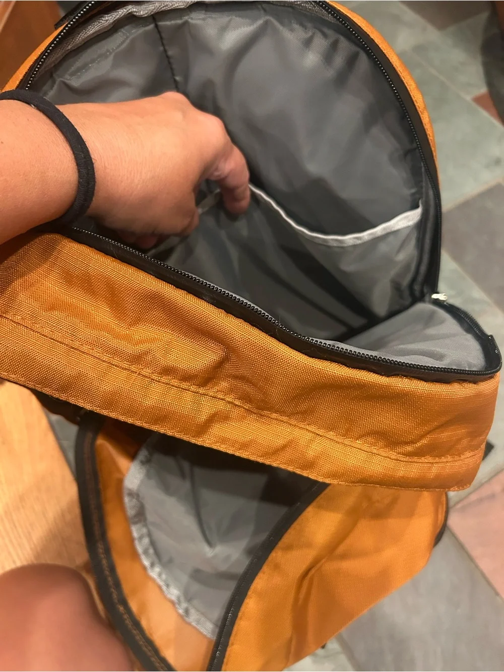 L.L. Bean Orange Backpack with Black Base